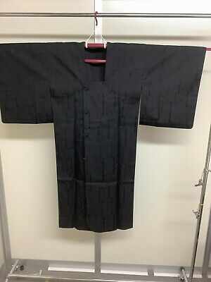 Japanese Vintage Kimono MICHIYUKI COAT Gloss black Height 48inch used