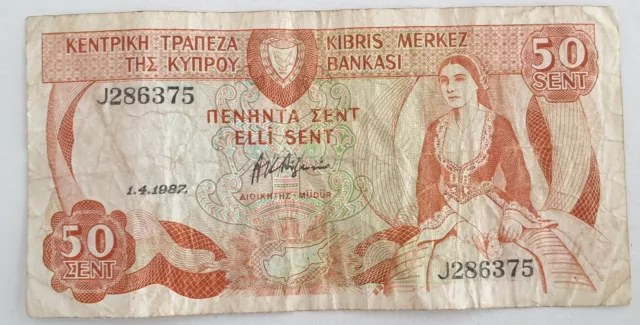 Cyprus 50 sent 1987 sn. J28