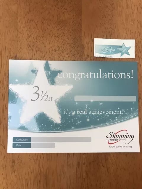 NEW! SLIMMING WORLD Certificate - 2 1/2 - two & a half Stone £0.99 -  PicClick UK