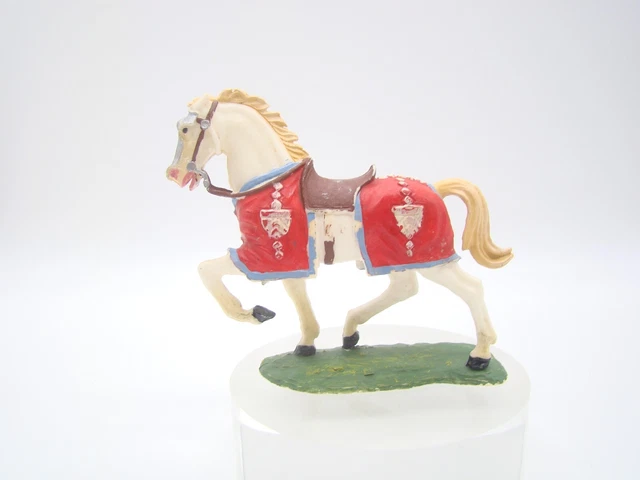 Ancien Cheval Avec Charrette à Tonneaux Elastolin ? Composite Et Bois 38 Cm époque Guerre