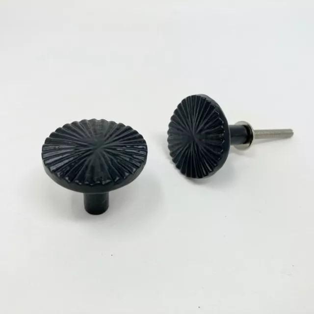 Black Vintage Art Deco Fan Drawer Pull, Rustic Black Cabinet Door Handle,