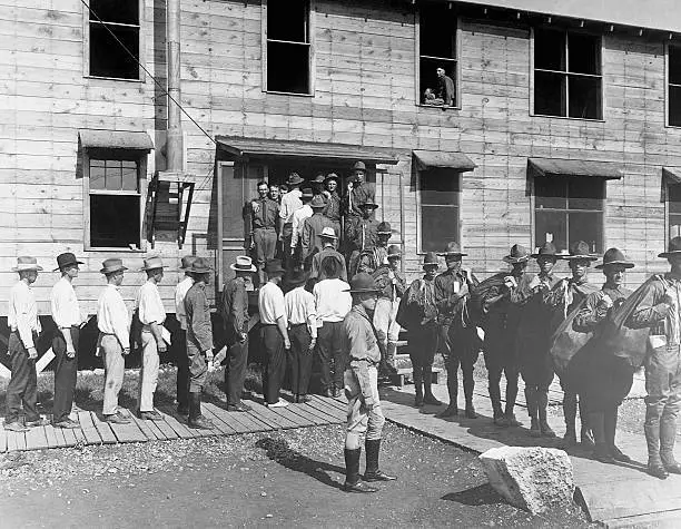 Drafted men report service Camp Travis San Antonio Texas ca 1917-18 Old Photo