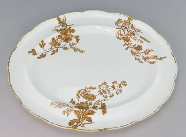 Lovely c1881 Brown Westhead Moore Hand Gilt Flowers Oval Serving Platter