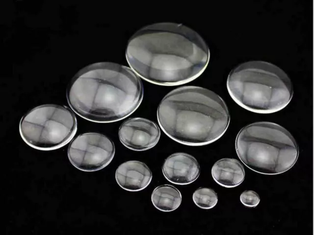 40 Assorted Transparent Round Flatback Glass Cabochon Dome 6mm-35mm