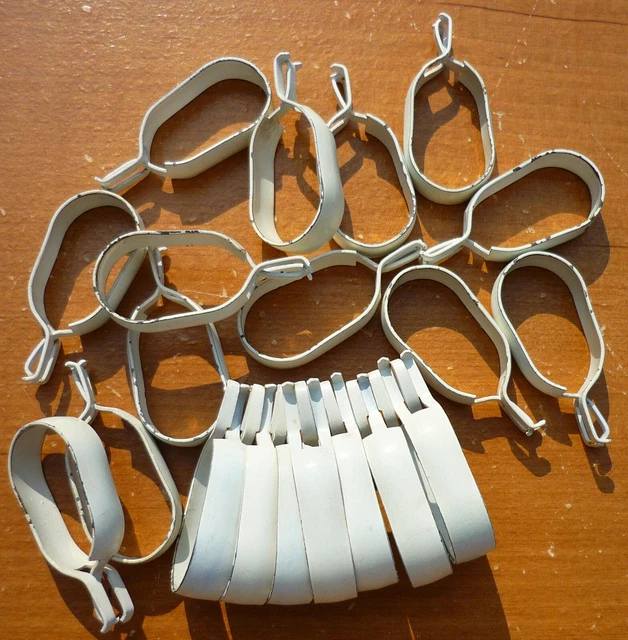(20) Vintage Kirsch White 5/8" Oval Clip-On Cafe Curtain Rings Drapery Oblong