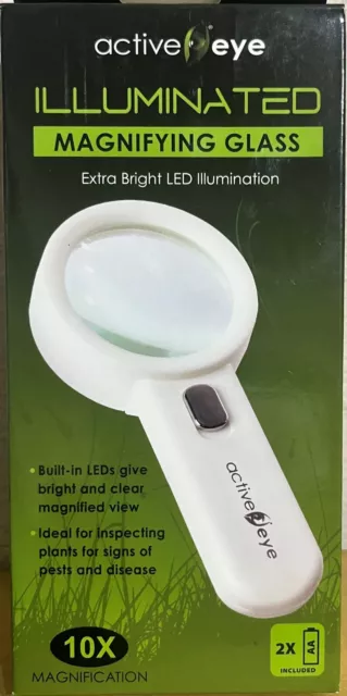 CASE of (48) 10X Magnifying Glasses with LED Lights - Includes Batteries (2xAA)