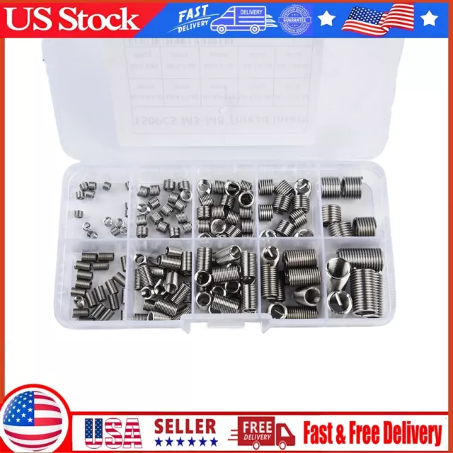 150-pcs/Thread Insert Stainless-Steel Helicoil M3 M4 M5 M6 M8 Thread Repair-Kit