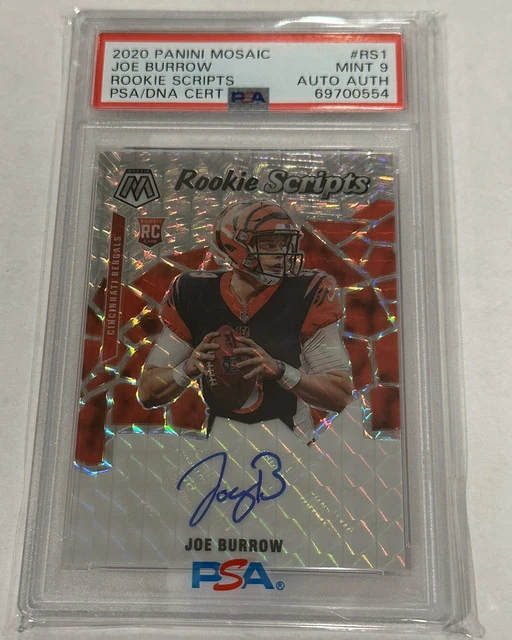 Joe Burrow Mosaic Rookie Auto PSA 9 MINT 2020 Scripts RC Autograph 🔥BEAUTIFUL🔥