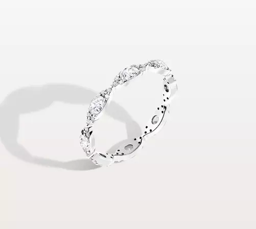 Art Deco Edwardian Handmade Design In 10K White Gold In White Moissanite Band