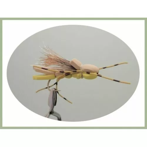 Foam Bug Trout or Carp Flies 4 x Tan & Yellow Foam Bug, Size 8 Fishing Flies