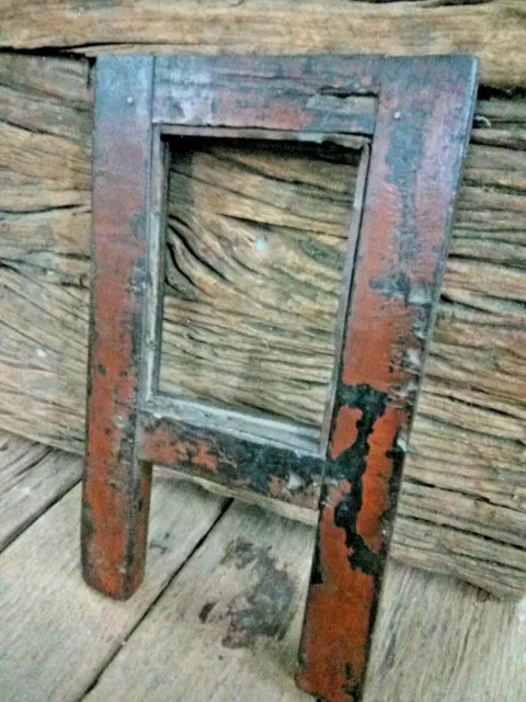 Alte Indisch Farbe Holz Tribal Handgefertigt Verband Spiegel Rahmen