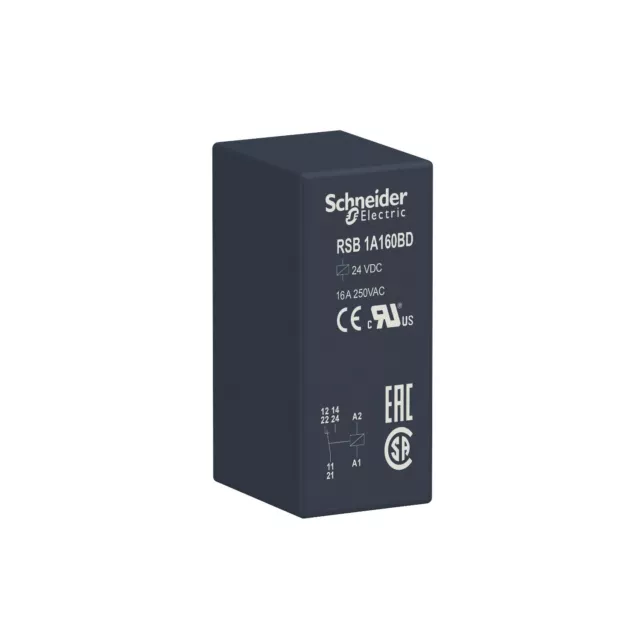 RSB1A160BD Schneider - Relais PCB embrochable - 1OF (inverseur) - 16A - 24VDC -