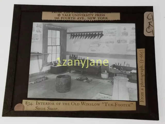 HISTORIC Magic Lantern GLASS Slide JKJ INTERIOR OF THE OLD WINSLOW TEN FOOTER