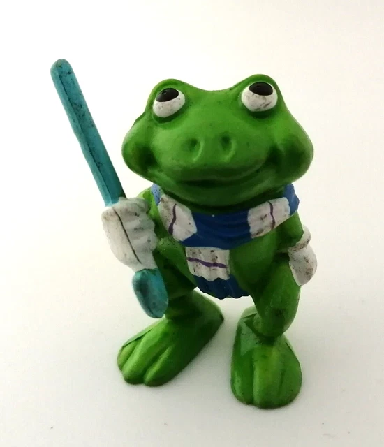 Figurine Kinder série grenouille vintage Férrero 1993 avec canne  +/- 3.5 cm
