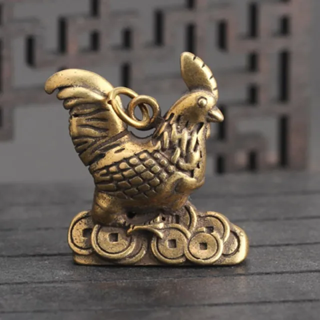 Soild Brass Rooster Statue Decoration Tea Ornament Animal Miniature Figurine