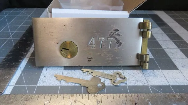 Antique L.L. Bates 1886 Safety Deposit Box Door, Hinges, 1 Op & 1 Guard Key #477