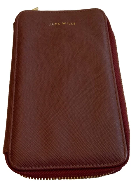 Jack Wills Phone Holder Travel Wallet Burgundy Zip Around Slots Inside Fab