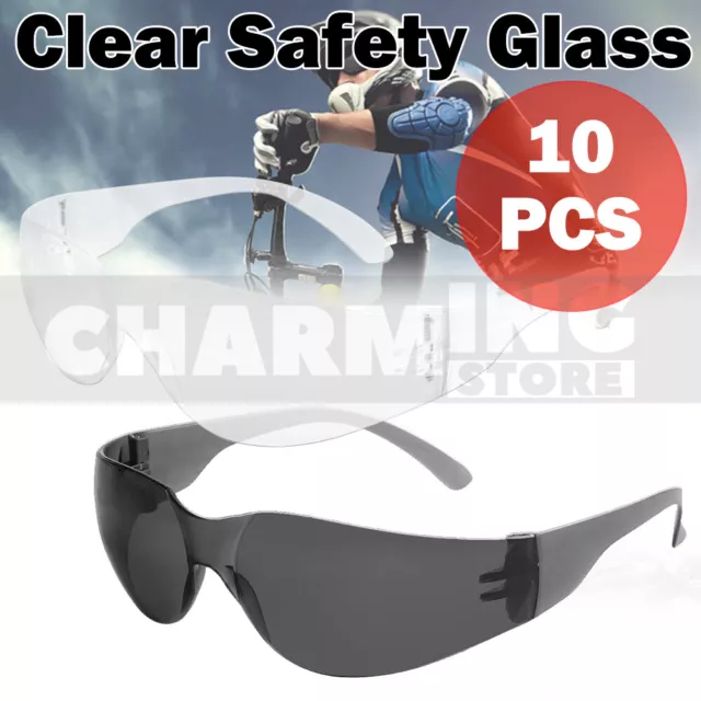 10pcs Clear Safety Glasses Protective Eyewear for Men Women Eye Protection AU 2