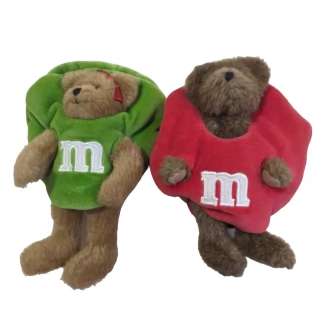 M&M's Boyd's Bear Peekers Red Blue Green set of 2 8" plush stuffed animal toy