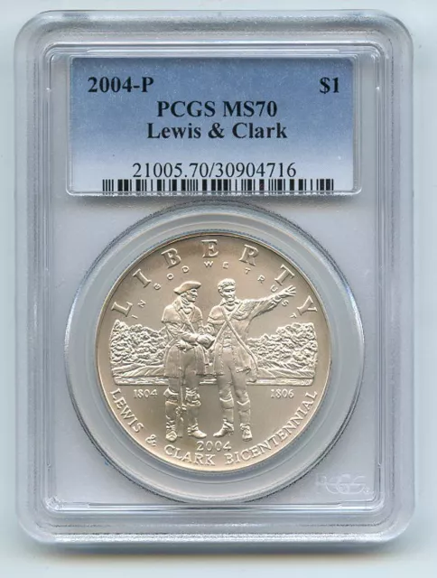 2004 P $1 Lewis & Clark Silver Commemorative Dollar PCGS MS70