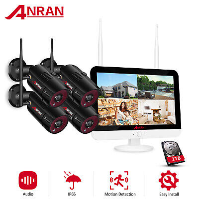 ANRAN 5MP WiFi Kit de Caméra Surveillance Sécurité Extérieure 8CH 12"LCD NVR 1TB 