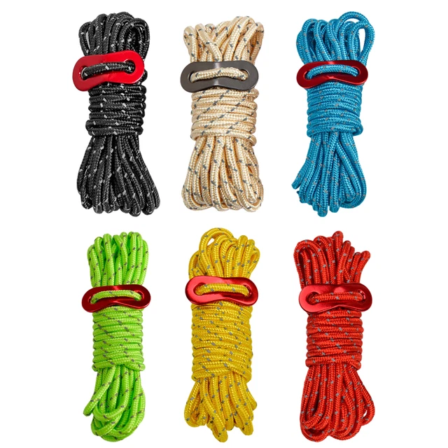 REFLECTIVE PARACORD TENT Rope with Aluminum Guylines Adjuster Tent Tie