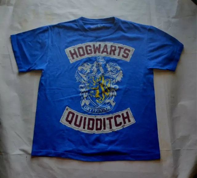 Harry Potter Boys Youth Shirt Blue Medium M Hogwarts Gryffindor Quidditch