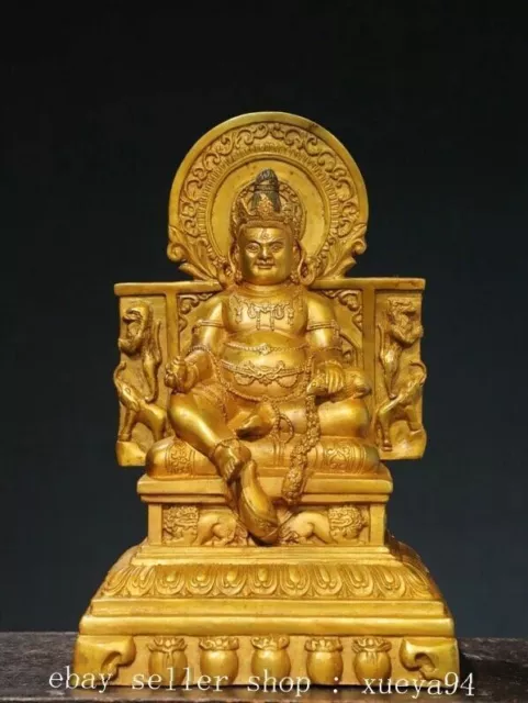 10.6'' OLD TIBET Buddhism Bronze Gilt Yellow Jambhala Wealth God Buddha ...