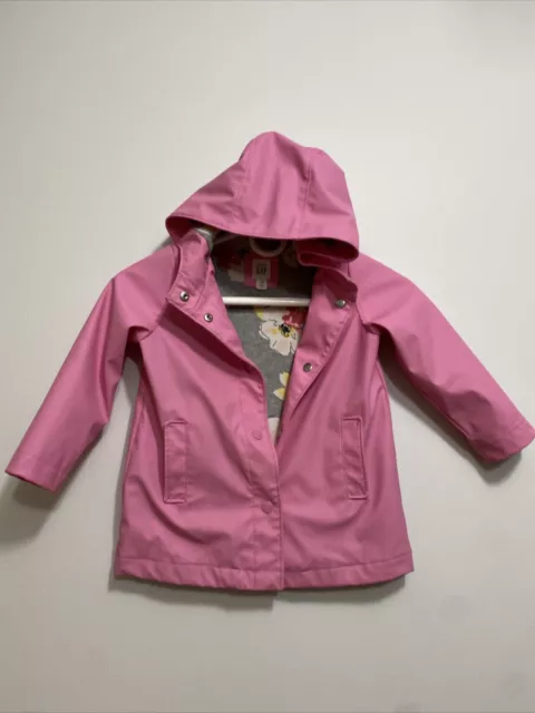 Baby Gap Toddler Girls Rain Jacket 4 Years Pink Hooded Cotton Floral Lining CUTE