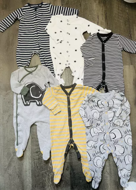 🌈 Baby Boy Girl 3-6 Months Bundle Sleepsuits Rompers Next Unisex Animal Print