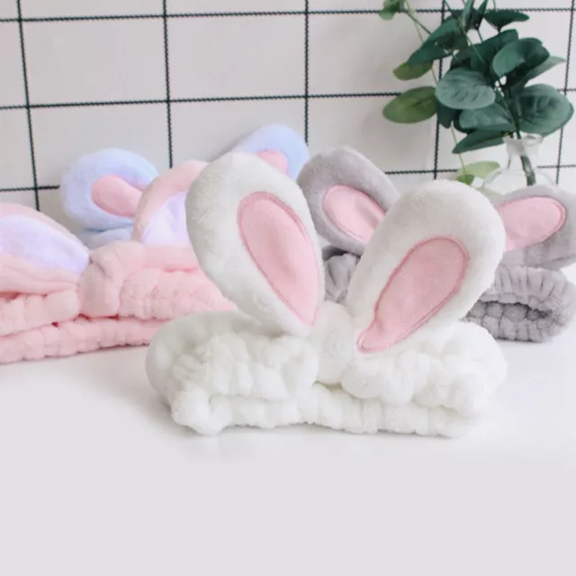 1pcs Rabbit Bunny Ear Makeup Headband Simple Soft Hair Band Women Face Wash Band 2