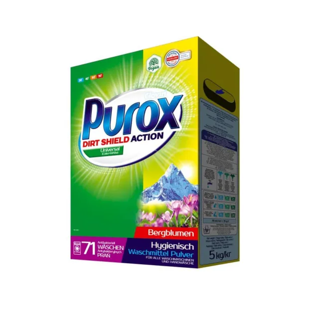 Purox 5kg Universal Waschmittel Pulver Wäschereinigung Kleidung Flecken Farben