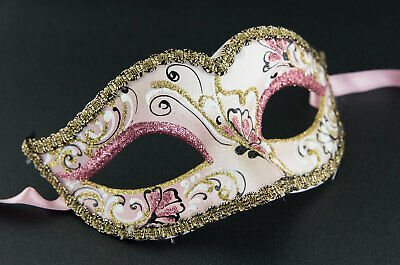 Mask from Venice Colombine Pink Golden for Child Or Small Face 1362 V18 3