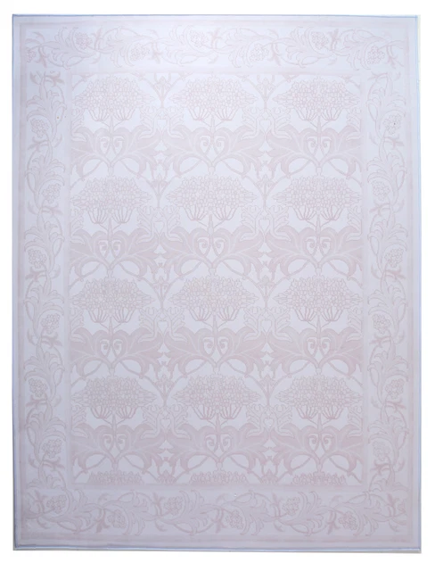 8X10 Modern William Morris Inspired Washable Rug Built-in Padding
