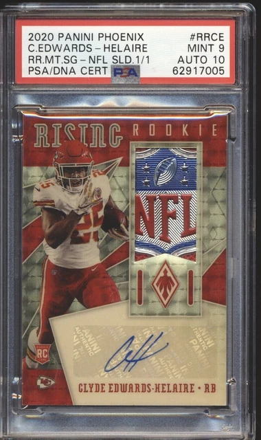Clyde Edwards-Helaire 2020 Phoenix Gold Vinyl RC PATCH AUTO SHIELD 1/1 PSA 9 /10