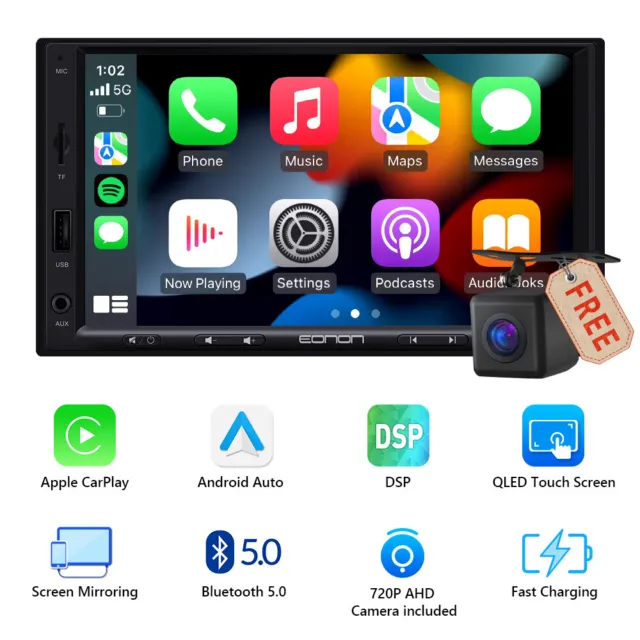 CAM+ 7" Touch Screen Double 2Din Car Stereo Radio Android Auto Apple CarPlay DSP