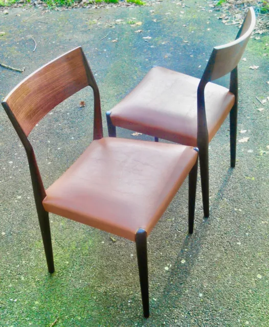 2 chaises Niels O. Møller Möller Nr 77 TECK et Palissandre Danish Design Midcent