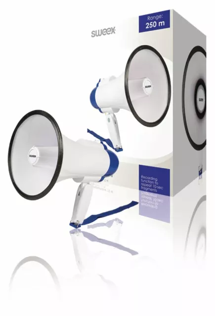 Megaphone Lightweight Handheld LOUD 10w Speaker with Siren - Blue Football Crowd