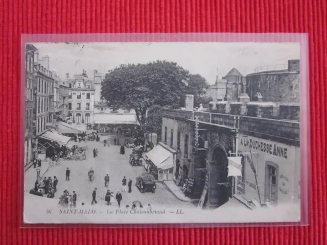 Cpa Written Stamp Saint Malo La Place Chateaubriand To The Duchesse Anne