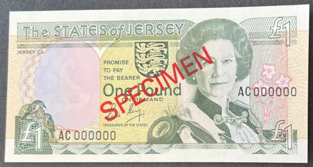 States of Jersey £1 One Pound Specimen Banknote L. May Prefix AC