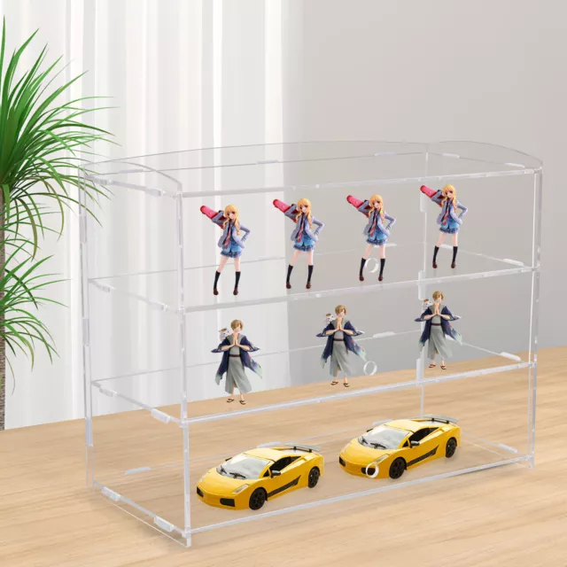 3 Tiers Jewelry Display Case Clear Collectibles Acrylic Cabinet for Home Store