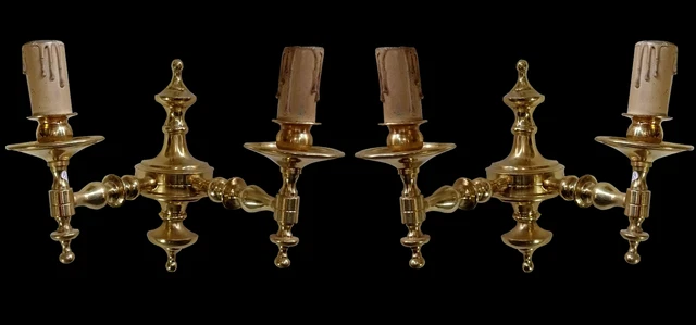 Pareja de apliques antiguos de bronce estilo inglés. AA 1486