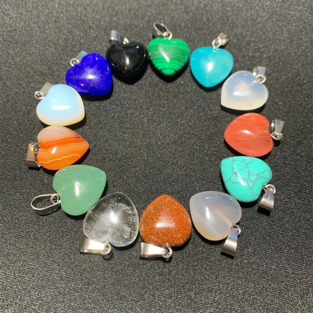 Quartz Heart Pendant Necklace Gemstone Natural Stone Crystal Chakra Healing 2