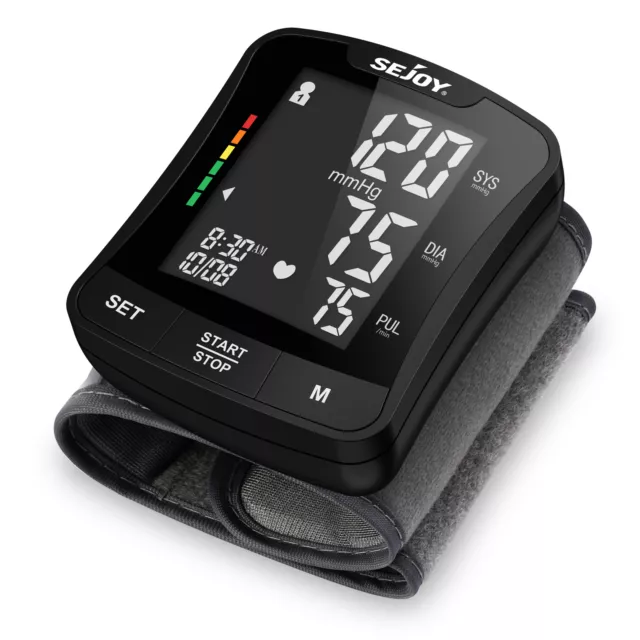 SEJOY Digital Blood Pressure Monitor Wrist Automatic Backlit Heart Rate Machine