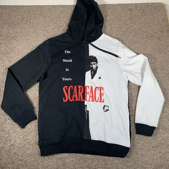 Scarface Hoodie Mens Large Sweatshirt Black White Pullover The World Is Yours