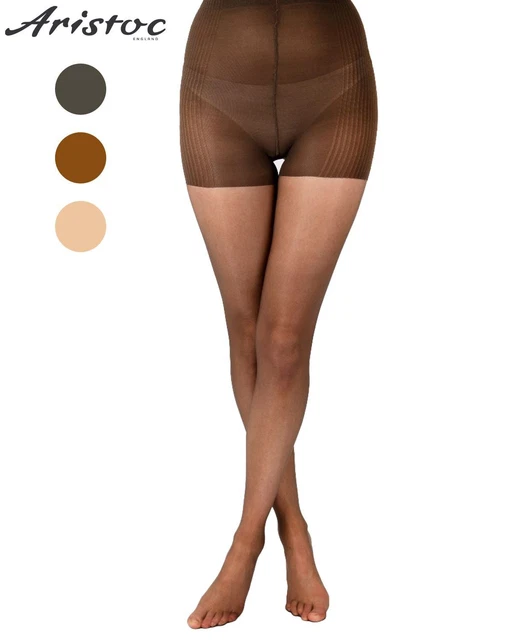 Collant Aristoc 10 Denari Ultra Lucidi Controllo - Trasparenti, Uso Quotidiano (Nero/Avorio) - Foto 4