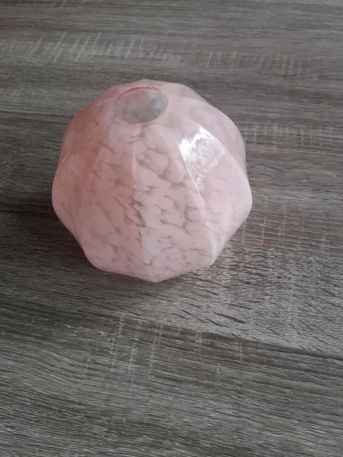 Tulipe/globe En Verre Rose Moucheté - Style Art Déco - Pour Suspension - Ancien