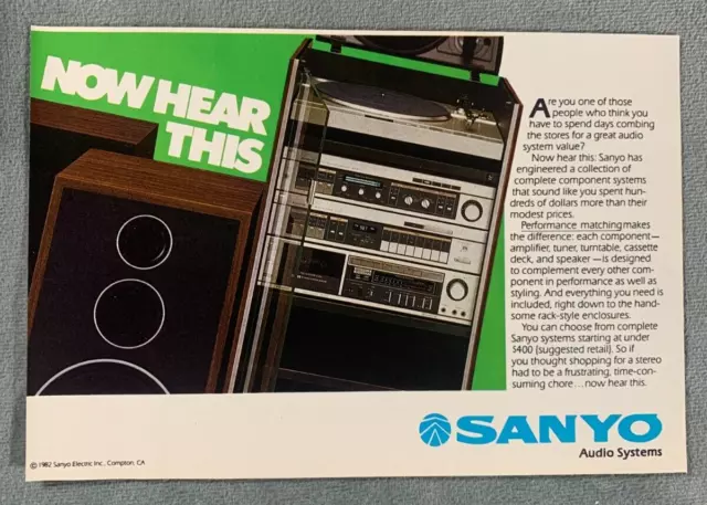 1989 Sanyo Audio Systems- print ad - Now Hear This- Speakers - Stereo Components