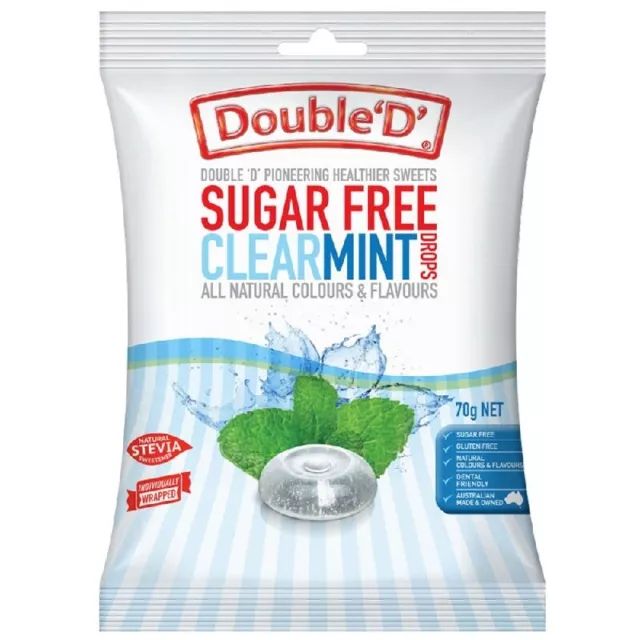 Double D Sugar Free Clear Mint Drops 70g Healthier Sweets