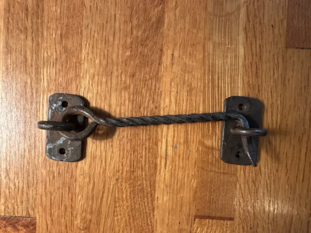 Antique Barn Door Gate Latch Lock Hand Forged Twisted Wrought Iron